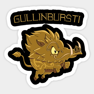 Golden Gullinbursti: A Mythical Design for a Legendary Journey Sticker